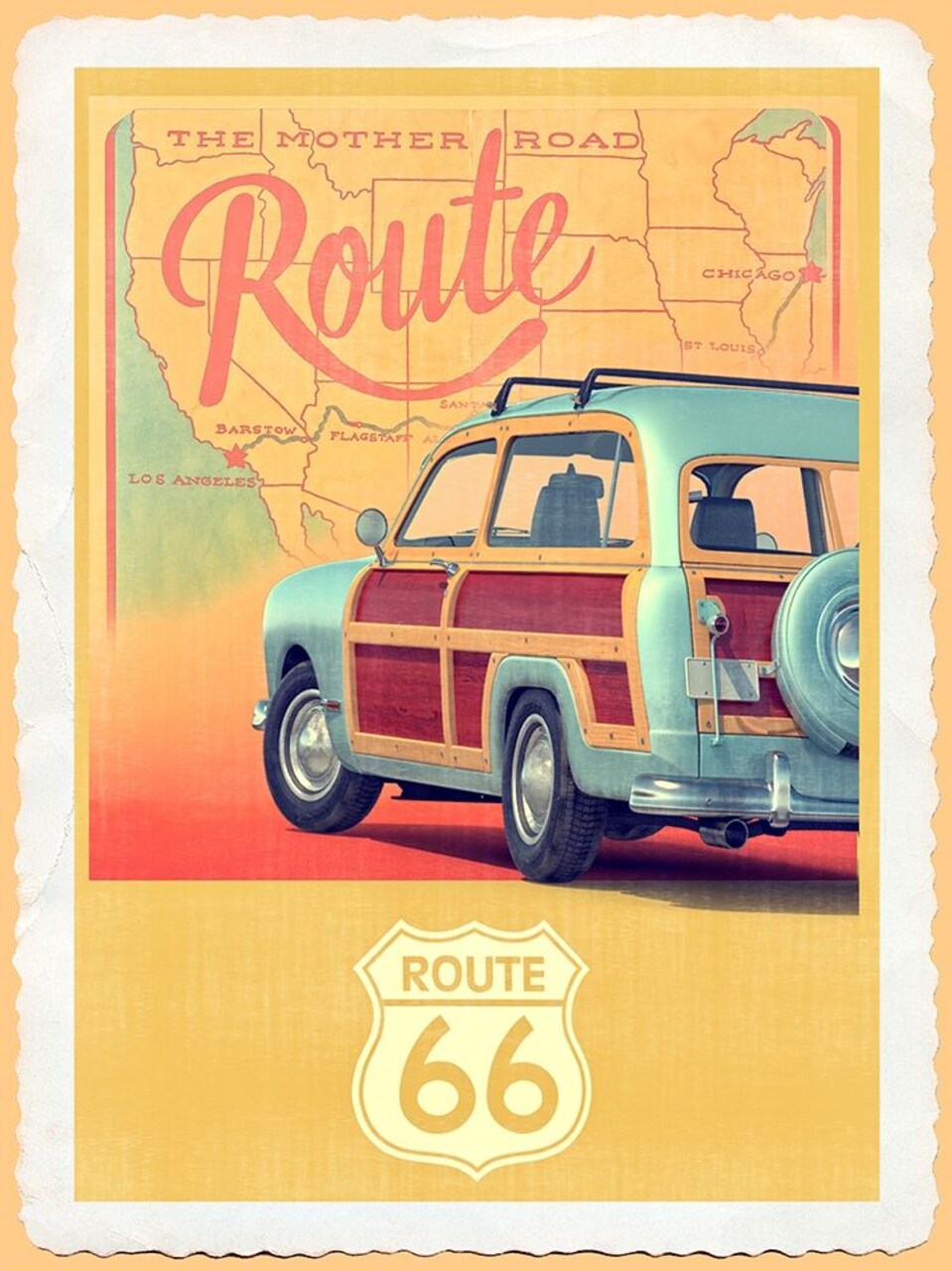 Route 66 Vintage Travel Poster Print by Edward M. Fielding - Item # VARPDXF709D